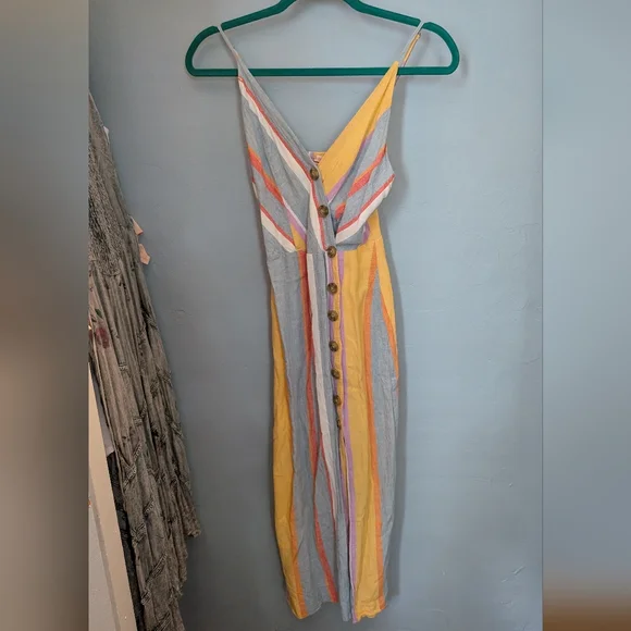 β¨ Urban Outfitters Amber Button-Down Linen Midi Dress - Picture 3 of 9